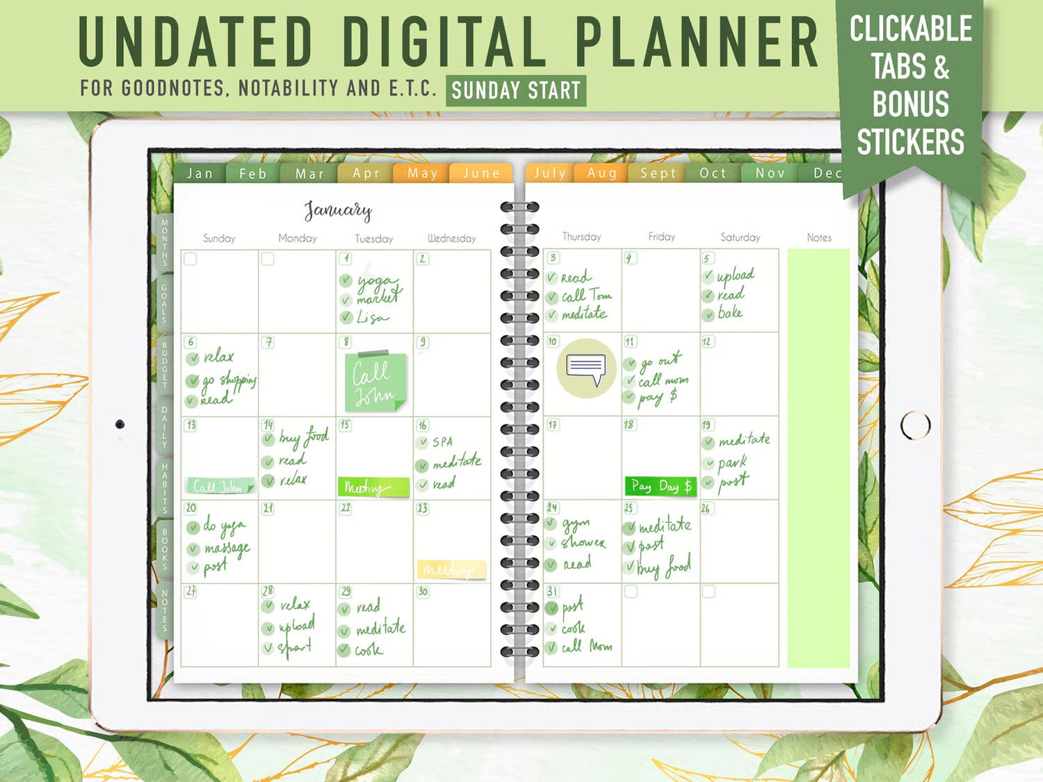 Digital Planner Goodnotes - Green