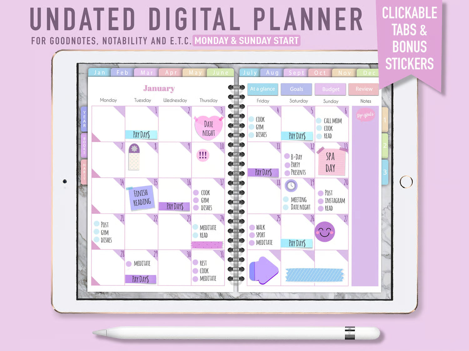 Undated Digital Planner - Purple